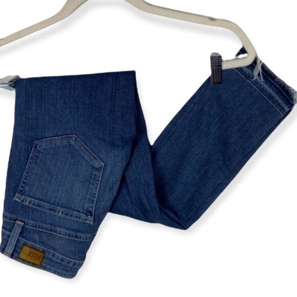 Paige Lexi Hoxton Crop Destructed Folded‎ Raw Hem Denim Jeans Size 24 Mid Rise - Picture 5 of 10